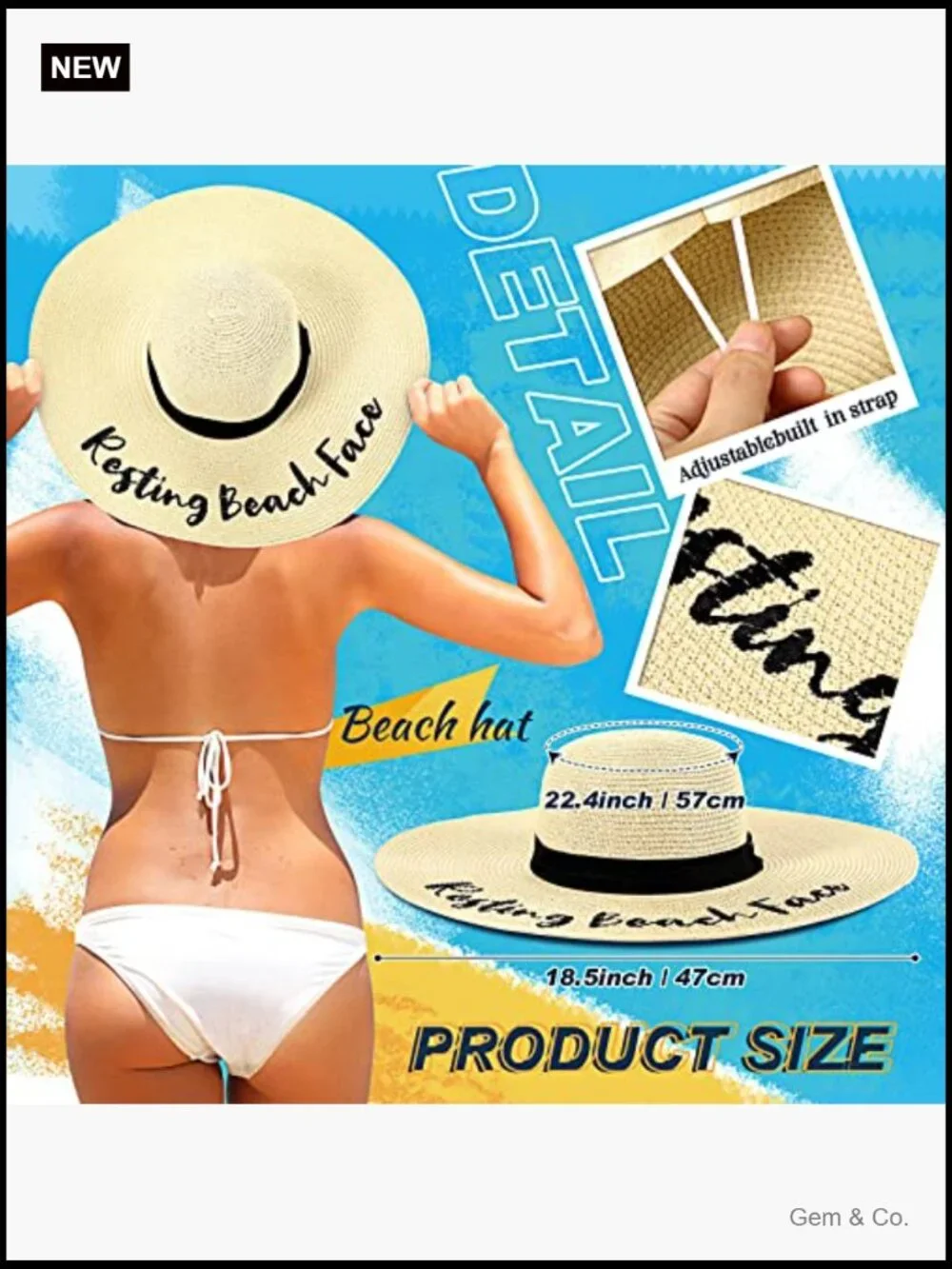 4 Pack Women Straw Sun Hats Embroidered Wide Brim Foldable Travel Summer